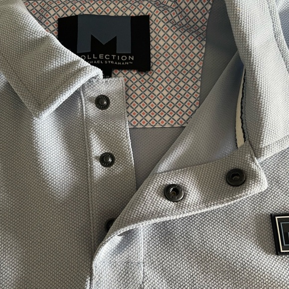 Collection Michael Strahan Blue Polo Short Sleeve Textured Size Large New - Picture 10 of 11